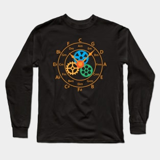 Circle of Fifths Mechanical Clock Style Warm Orange Long Sleeve T-Shirt